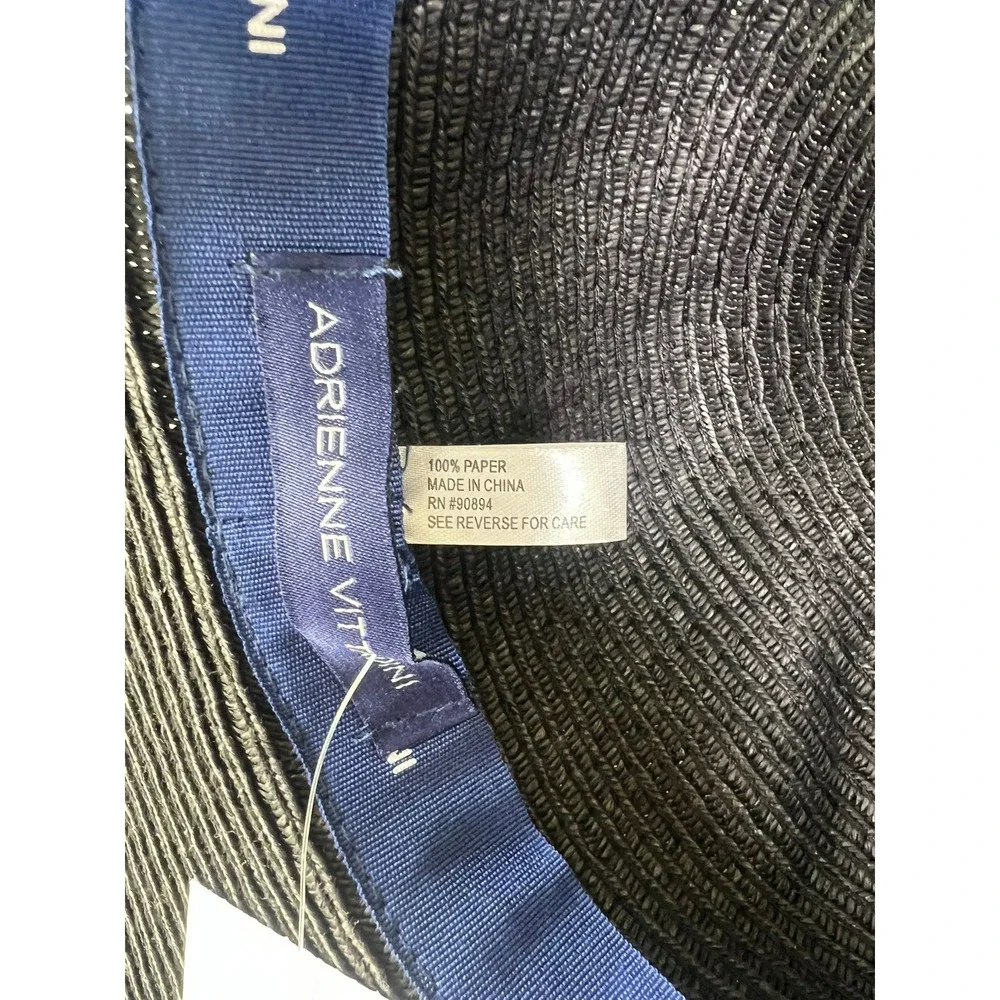 NWT Adrienne Vittadini Sun Hat OS Black New Leopard Print Scarf Wide Brim Resort